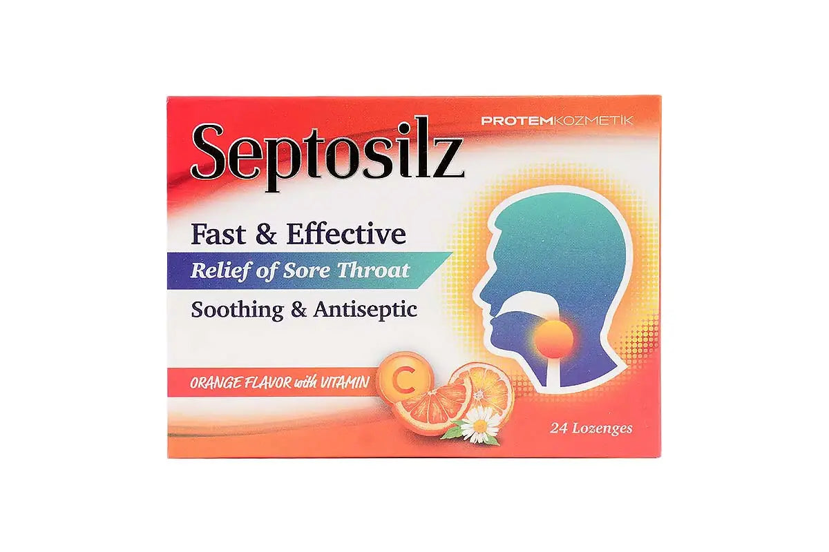 Septosilz orange flavor with vitamin c 24 lozenges