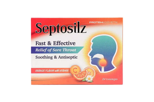Septosilz orange flavor with vitamin c 24 lozenges